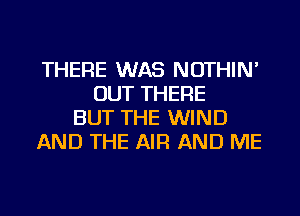 THERE WAS NOTHIN'
OUT THERE
BUT THE WIND
AND THE AIR AND ME