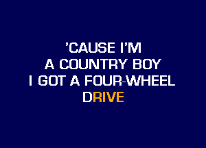 'CAUSE PM
A COUNTRY BOY

I GOT A FOUR-WHEEL
DRIVE