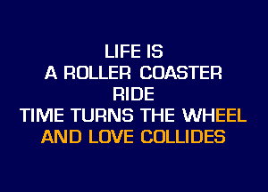 LIFE IS
A ROLLER COASTER
RIDE
TIME TURNS THE WHEEL
AND LOVE COLLIDES
