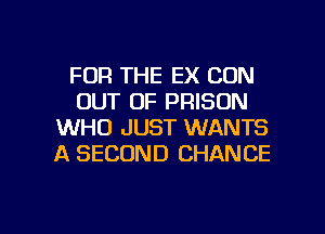 FOR THE EX CON
OUT OF PRISON
WHO JUST WANTS
A SECOND CHANCE

g