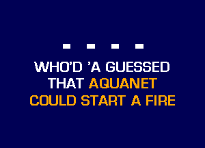WHO'D 'A GUESSED
THAT AGUAN ET

COULD START A FIRE

g