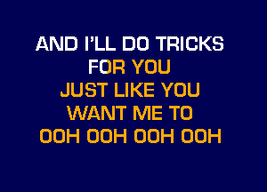 AND I'LL DO TRICKS
FOR YOU
JUST LIKE YOU

WANT ME TO
00H 00H 00H 00H