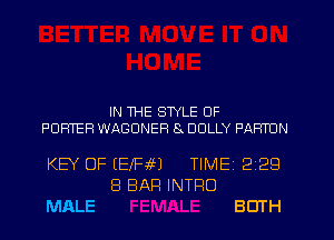 IN THE STYLE OF

PORTER WAGDNER 8x DOLLY PARTON

KEY OF (ElHM

MALE

8 BAR INTRO

TIME12129

80TH