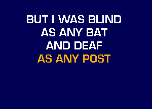 BUT I WAS BLIND
AS ANY BAT
AND DEAF

AS ANY POST