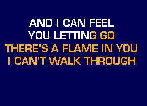 AND I CAN FEEL
YOU LETTING GO
THERE'S A FLAME IN YOU
I CAN'T WALK THROUGH