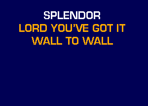 SPLENDOR
LORD YOU'VE GOT IT
WALL T0 WALL