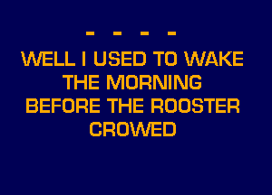 WELL I USED TO WAKE
THE MORNING
BEFORE THE ROOSTER
CROWED