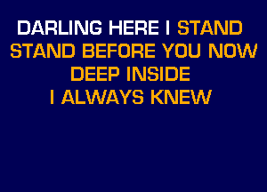 DARLING HERE I STAND
STAND BEFORE YOU NOW
DEEP INSIDE
I ALWAYS KNEW