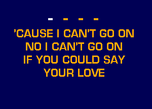 'CAUSE I CAN'T GO ON
NO I CAN'T GO ON

IF YOU COULD SAY
YOUR LOVE