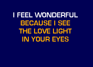 I FEEL WONDERFUL
BECAUSE I SEE
THE LOVE LIGHT

IN YOUR EYES