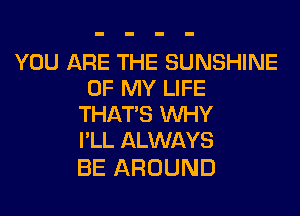 YOU ARE THE SUNSHINE
OFMYLFE
THATSMkW
I'LL ALWAYS

BE AROUND