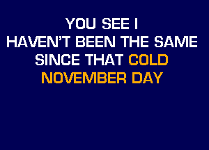 YOU SEE I
HAVEN'T BEEN THE SAME
SINCE THAT COLD
NOVEMBER DAY