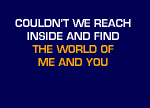 COULDN'T WE REACH
INSIDE AND FIND
THE WORLD OF
ME AND YOU