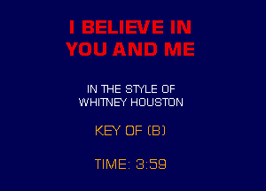 IN THE STYLE OF
WHITNEY HOUSTON

KEY OF (B)

TIME 3 59