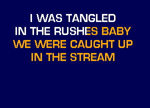 I WAS TANGLED
IN THE RUSHES BABY
WE WERE CAUGHT UP
IN THE STREAM
