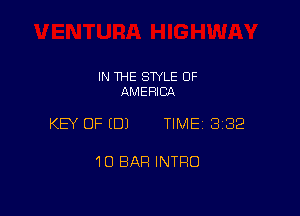IN THE STYLE OF
AMERICA

KEY OF EDJ TIME 3182

10 BAR INTRO