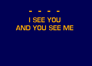 I SEE YOU
AND YOU SEE ME