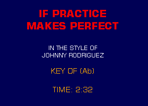 IN THE STYLE OF
JOHNNY RODRIGUEZ

KEY OF (Ab)

TIME 2 32