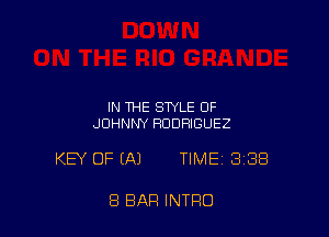 IN THE STYLE OF
JOHNNY RODRIGUEZ

KEY OF (A) TIME 338

8 BAR INTRO