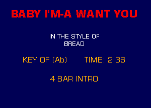 IN THE SWLE OF
BREAD

KEY OF (Ab) TIME 2188

4 BAR INTRO