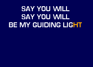 SAY YOU WLL
SAY YOU MIILL
BE MY GUIDING LIGHT