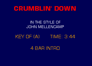 IN THE SWLE OF
JOHN MELLENCAMF'

KEY OF (A) TIME13144

4 BAR INTRO