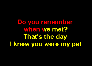 Do you remember
when we met?

That's the day
I knew you were my pet