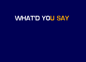 WHAT'D YOU SAY