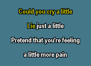 Could you cry a little

Liejust a little

Pretend that you're feeling

a little more pain