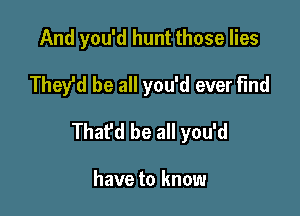 And you'd hunt those lies
They'd be all you'd ever find

That'd be all you'd

have to know