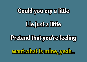 Could you cry a little

Liejust a little

Pretend that you're feeling

want what is mine, yeah..