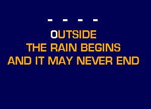 OUTSIDE
THE RAIN BEGINS

AND IT MAY NEVER END