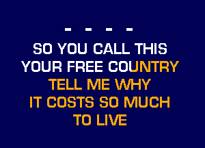 SO YOU CALL THIS
YOUR FREE COUNTRY
TELL ME WHY
IT COSTS SO MUCH
TO LIVE