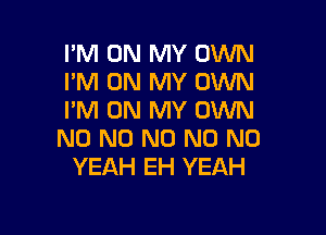 I'M ON MY OWN
I'M ON MY OWN
I'M ON MY OWN

N0 N0 N0 N0 N0
YEAH EH YEAH