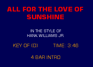 IN THE STYLE OF
HANK WILLIAMS JR

KEY OF (DJ TIME 348

4 BAR INTRO