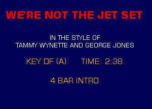 IN THE STYLE UF
TAMMY WYNEWE AND GEORGE JONES

KEY OF EA) TIME 2138

4 BAR INTRO