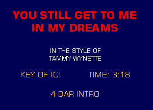 IN THE STYLE OF
TAMMY WYNETTE

KEY OF (C) TIMEj 318

4 BAR INTRO