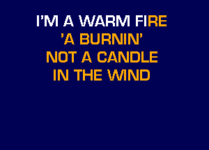 I'M A WARM FIRE
A BURNIN'
NOT A CANDLE

IN THE VUIND