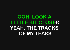 OOH, LOOK A
LITTLE BIT CLOSER

YEAH, THE TRACKS
OF MY TEARS