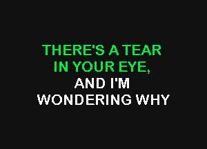 THERE'S A TEAR
IN YOUR EYE,

AND I'M
WONDERING WHY