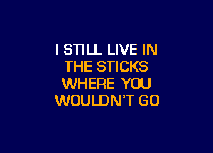 I STILL LIVE IN
THE STICKS

WHERE YOU
WOULDN'T GO