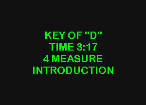KEY OF D
TIME 3z17

4MEASURE
INTRODUCTION
