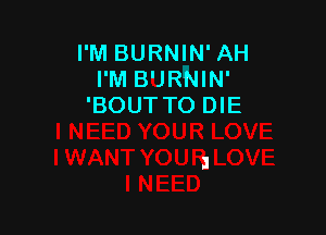 I'M BURNIN' AH
I'M B'JRNIN'
'BOUTTO DIE