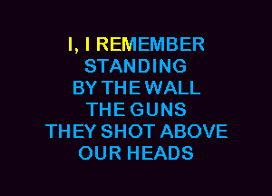 LIREMEMBER
STANDING
BY TH E WALL

THE GUNS
TH EY SHOT ABOVE
OUR HEADS