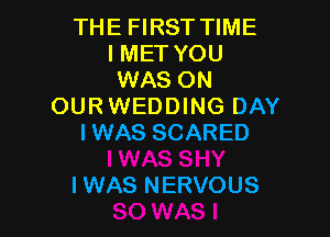 THE FIRST TIME
IMET YOU
WAS ON
OURWEDDING DAY
IWAS SCARED

IWAS NERVOUS