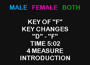 MALE

KEYOFP'
KEYCHANGES

DHJTH
WME5 2
4MEASURE
INTRODUCHON