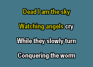 Dead I am the sky

Watching angels cry

While they slowly turn

Conquering the worm