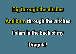 Dig through the ditches

And burn through the witches

l slam in the back of my

Dragula!