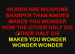 I
MAKES YOU WONDER
WONDER WONDER