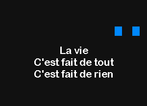 La vie

C'est fait de tout
C'est fait de rien